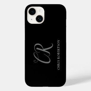 Calligraphy Monogram Name Black White Custom Gift Case-Mate iPhone 14 Case