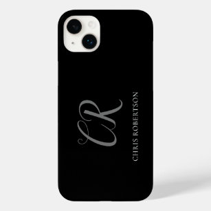 Calligraphy Monogram Name Black White Custom Gift Case-Mate iPhone 14 Plus Case