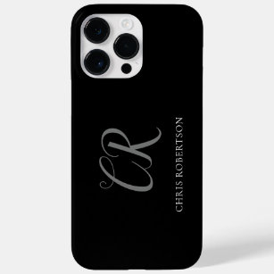Calligraphy Monogram Name Black White Custom Gift Case-Mate iPhone 14 Pro Max Case
