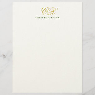 Calligraphy Monogram Name Gold Black White Color Custom Letterhead