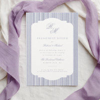 Calligraphy Monogram Purple Stripes Engagement