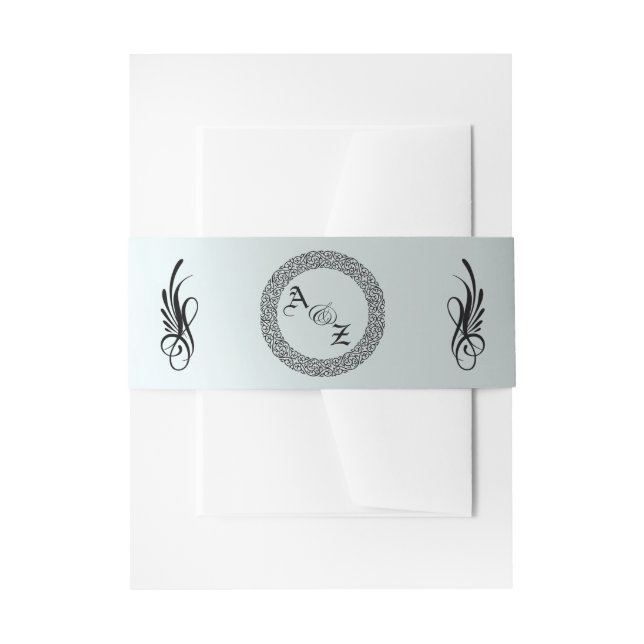 Calligraphy Monogram - Silver Invitation Belly Band (Front Example)
