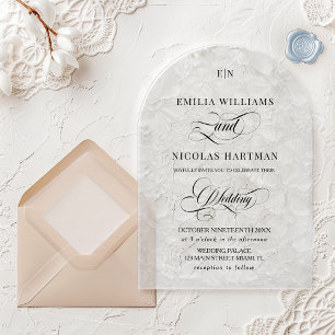 Calligraphy Monogram Wedding Acrylic Invitations