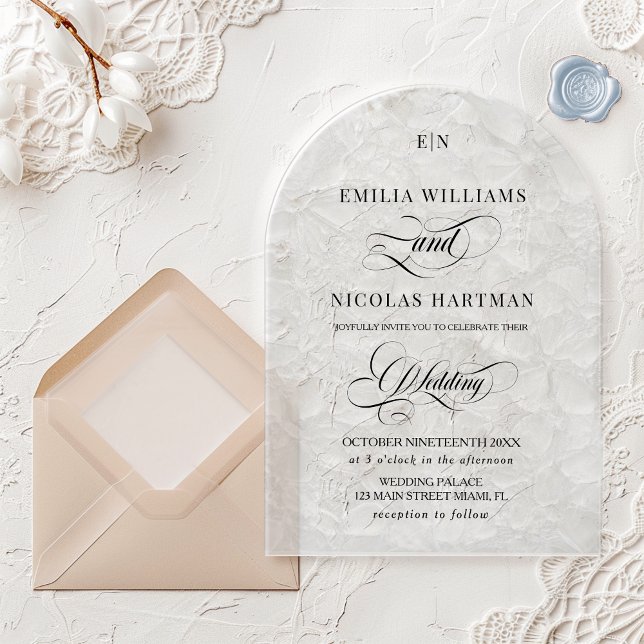 Calligraphy Monogram Wedding Acrylic Invitations (Creator Uploaded)