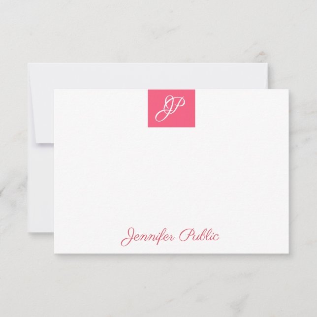 Calligraphy Monogrammed Elegant Pink Purple Colour Card (Front)