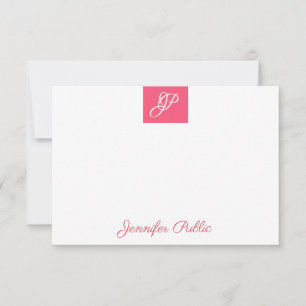 Calligraphy Monogrammed Elegant Pink Purple Colour Card