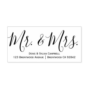 Calligraphy Mr. & Mrs. Personalised Rubber Stamp