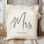 Calligraphy Mrs. Bride to Be Tote Bag<br><div class="desc">Check out 400 popular styles of wedding tote bags from the "Wedding Tote Bags" collection of our shop! Click “Edit Design” will allow you to customise further. You can change the font size, font colour and more! wedding tote bags, tote bags wedding, rustic tote bags, modern tote bags, name, personalised...</div>