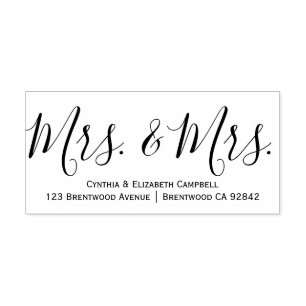 Calligraphy Mrs. & Mrs. Personalised Rubber Stamp