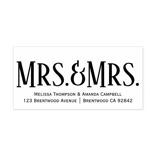 Calligraphy Mrs. & Mrs. Personalised Rubber Stamp (Design)