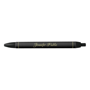 Calligraphy Name Black And Gold Personalised Black Ink Pen