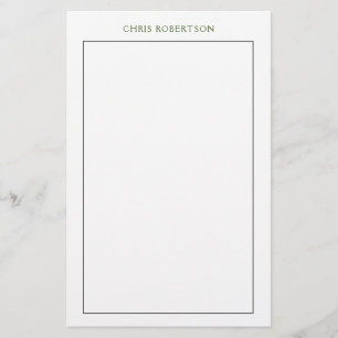 Calligraphy Name Black White Custom Stationery