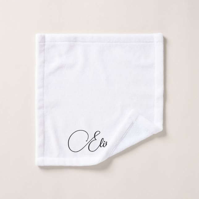 Calligraphy Name Black White Custom Template Wash Cloth (Wash Cloth)