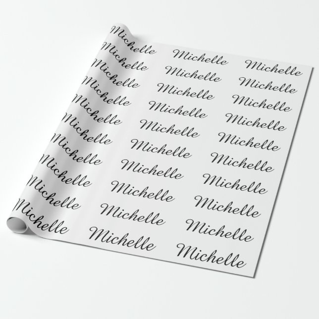 Calligraphy Name Creative Trendy White  Wrapping Paper (Unrolled)