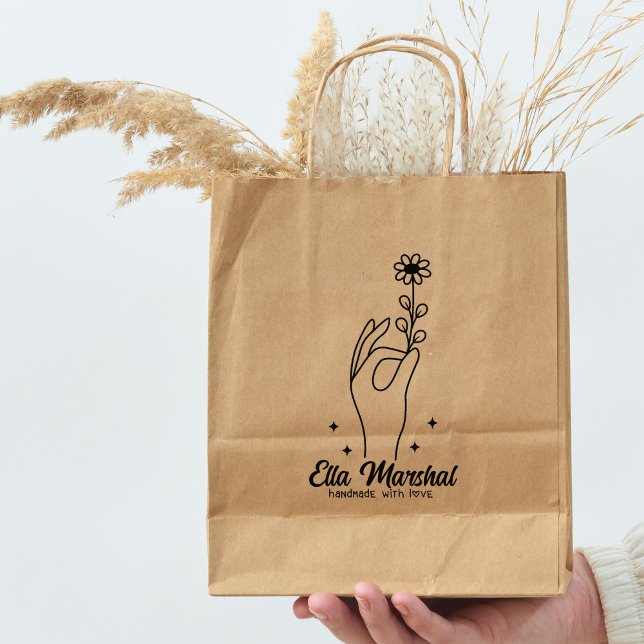 Calligraphy Name Elegant Handmade Daisy Business Rubber Stamp (Creator Uploaded)