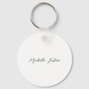 Calligraphy Name Elegant Plain Minimalist  Key Ring