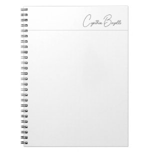 Calligraphy Name Minimalist Modern Plain Template Notebook