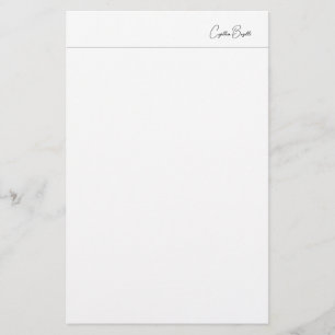 Calligraphy Name Minimalist Modern Plain Template Stationery