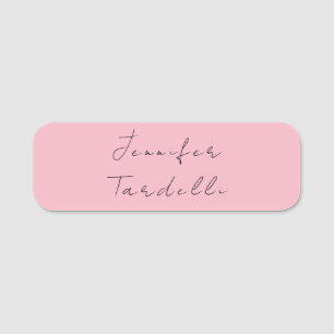 Calligraphy name professional plain pink feminine tag