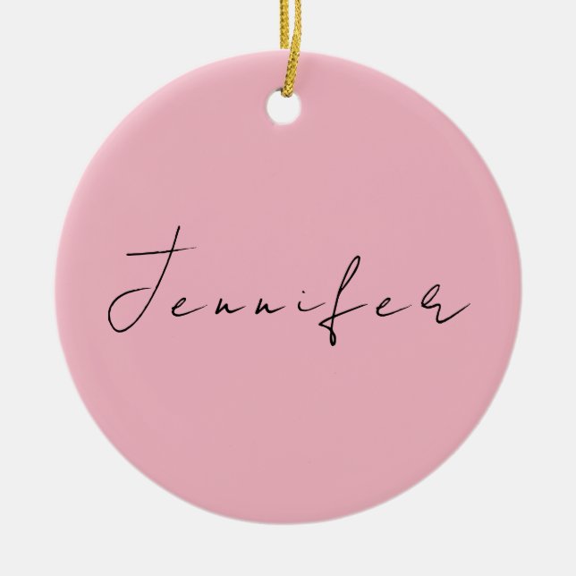 Calligraphy name professional plain pink rose gold ceramic tree decoration (Front)