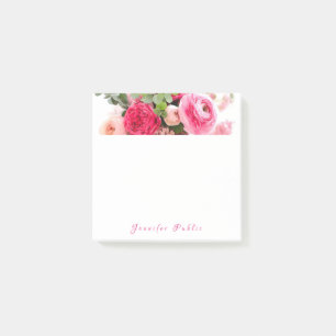 Calligraphy Name Watercolor Roses Template Floral Post-it Notes