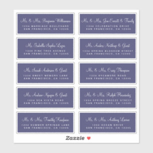 Calligraphy Navy Blue Wedding Guest Address Labels