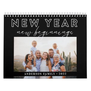 Calligraphy New Year New Beginnings Custom Photo Calendar