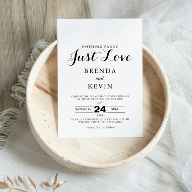 Calligraphy Nothing Fancy Just Love Wedding  Invitation (Creator Uploaded)