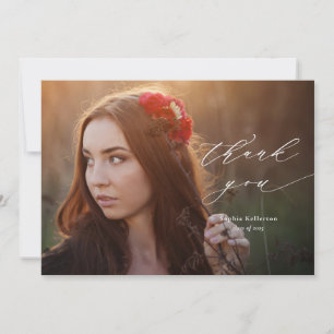 Calligraphy Overlay Photo Graduation Thank You Card