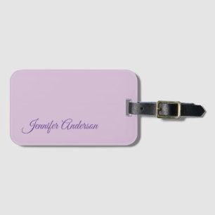Calligraphy Pastel Thistle Pink Personalised Name Luggage Tag