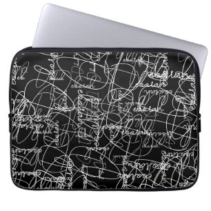 Calligraphy Pattern Signatures Laptop Sleeve