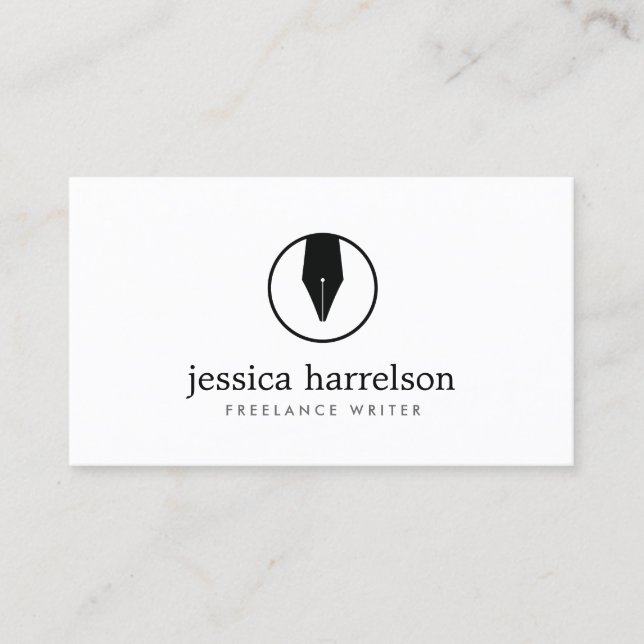 CALLIGRAPHY PEN NIB LOGO I for Authors or Writers Business Card (Front)