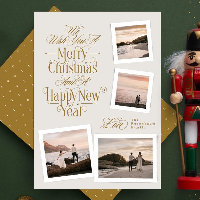 calligraphy photo collage new year merry christmas holiday card (Creator Uploaded)