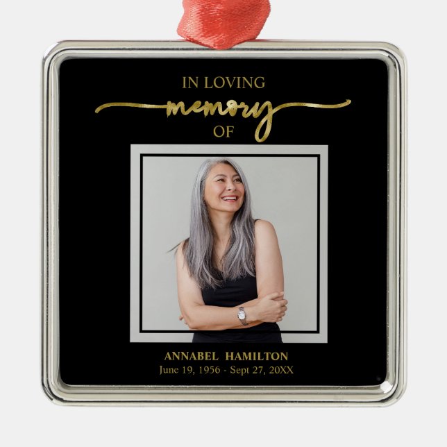 Calligraphy Photo Memorial Remembrance  Metal Orna Tree Decoration (Front)