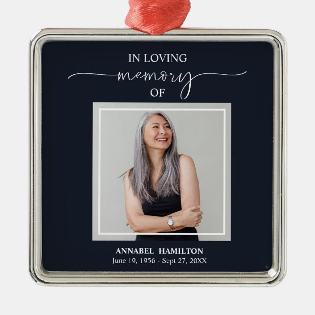 Calligraphy Photo Memorial Remembrance Metal Tree Decoration (Front)