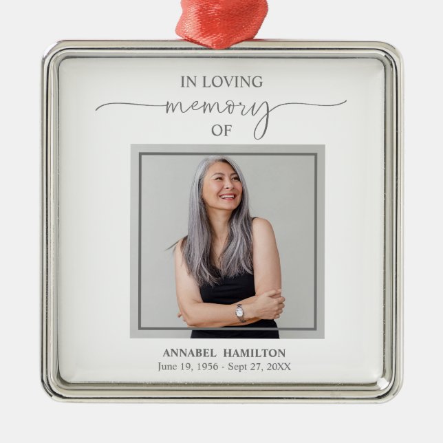 Calligraphy Photo Memorial Remembrance Metal Tree Decoration (Front)