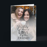 Calligraphy Photo Minimalist Friend Birthday  Card<br><div class="desc">This minimalist birthday card features a modern typography-based design that blends elegant calligraphy with clean contemporary fonts, creating a refined and visually balanced look. The text-focused layout gives the card a stylish, editorial feel while keeping the overall design simple and uncluttered. Delicate golden heart accents are scattered softly across the...</div>