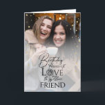 Calligraphy Photo Minimalist Friend Birthday  Card<br><div class="desc">This minimalist birthday card features a modern typography-based design that blends elegant calligraphy with clean contemporary fonts, creating a refined and visually balanced look. The text-focused layout gives the card a stylish, editorial feel while keeping the overall design simple and uncluttered. Delicate golden heart accents are scattered softly across the...</div>