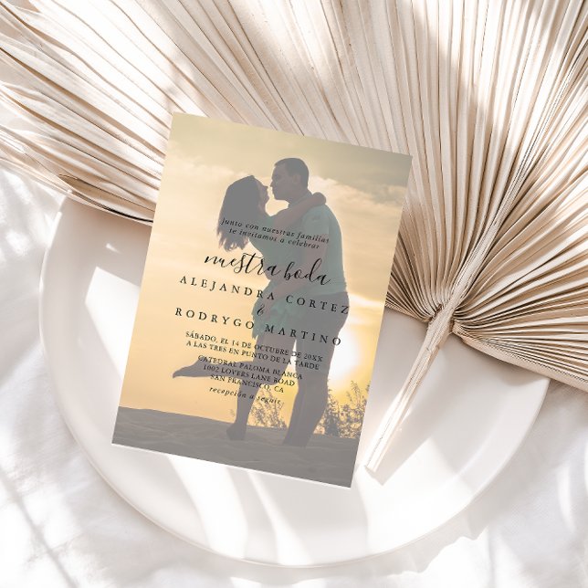 Calligraphy Photo Nuestra Boda Wedding  Invitation (Creator Uploaded)