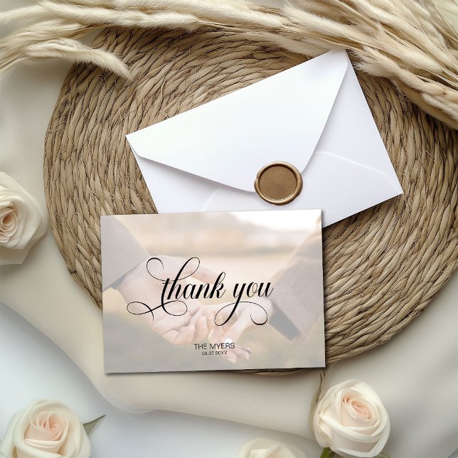 Calligraphy Photo Overlay Folded Thank You Card (Creator Uploaded)