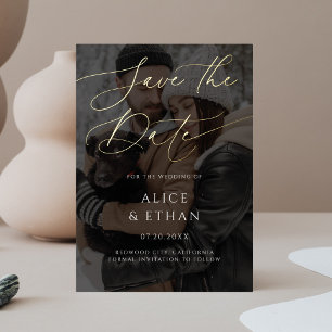 Calligraphy Photo Overlay Wedding Save The Date