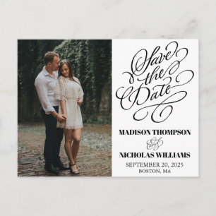Calligraphy Photo Save The Date Postcards