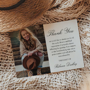 Calligraphy Photo Thank You Card   Sympathy