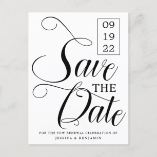 Calligraphy Photo Vow Renewal Save The Date Announcement Postcard