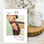Calligraphy Photo Wedding Double Sided Table Number<br><div class="desc">Elegant Calligraphy Script Wedding Table Numbers Double Sided with custom personalised photo. Help your guests easily find their way with these simple elegant double sided table number cards. Easily to add the photos, numbers, names and date! Features a pretty hand lettering calligraphy "the wedding of", "table" script and custom photo...</div>