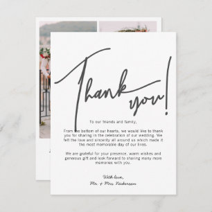 Calligraphy Photos Wedding Thank You Card
