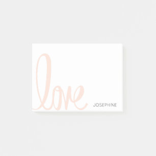 Calligraphy Pink Love Personalised Girly Name Post-it Notes