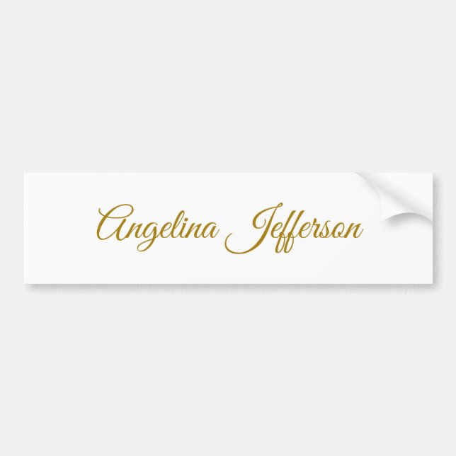 Calligraphy Professional Elegant Gold Colour Bumper Sticker (Front)
