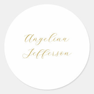 Calligraphy Professional Elegant Gold Colour Classic Round Sticker