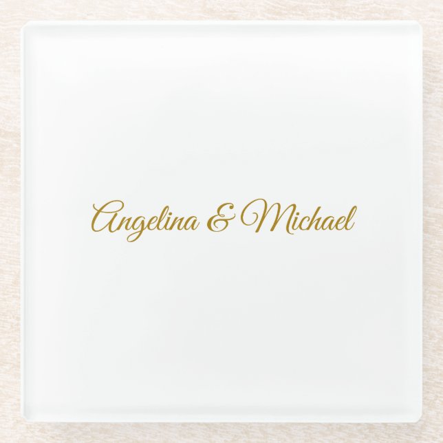 Calligraphy Professional Elegant Gold Colour Glass Coaster (Front)